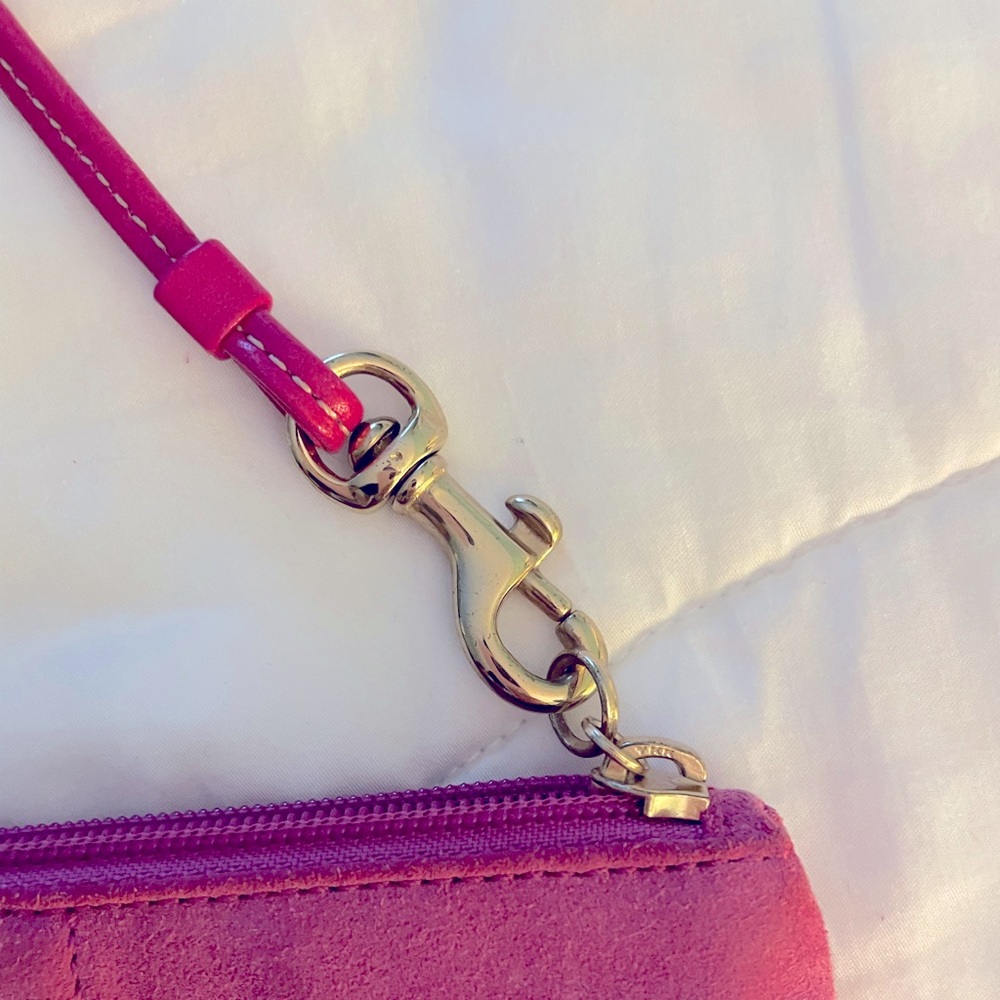 Coach Pink Suede Wristlet - Picture 3 of 5